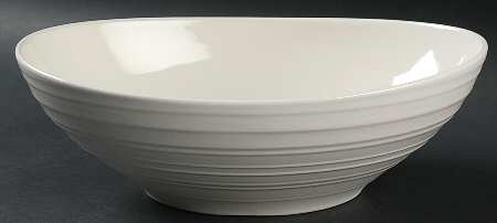 Swirl White 10" Oval Vegetable Bowl
