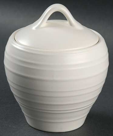 Swirl White Sugar Bowl & Lid by Mikasa