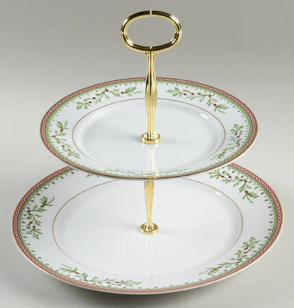 Holiday Traditions 6 5/8"-10"  2 Tiered Serving Tray (Dp, Sp) HC