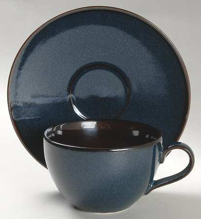 Sedona Blue Flat Cup & Saucer Set