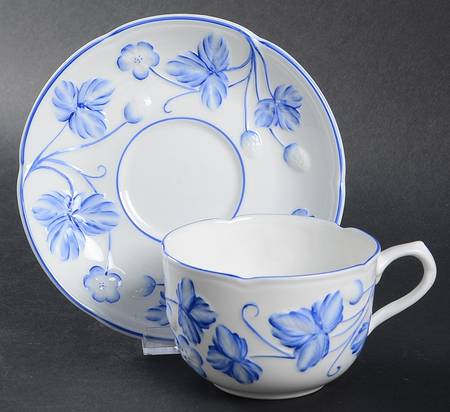 Victoria Strawberry Blue Flat Cup & Saucer Set