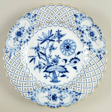 Blue Onion (Pierced, Gold Trim) by Meissen (Germany)