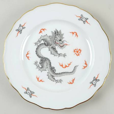 Ming Dragon Black (Ornate, No Band Border by Meissen (Germany)