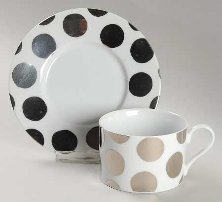 Dots Parisian Platinum Flat Cup & Saucer Set by Marc Blackwell