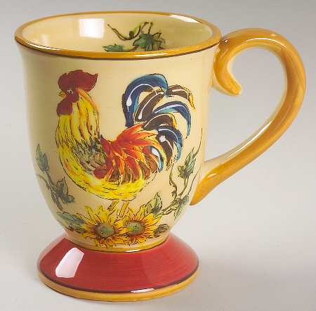 Red Rooster Footed Mug