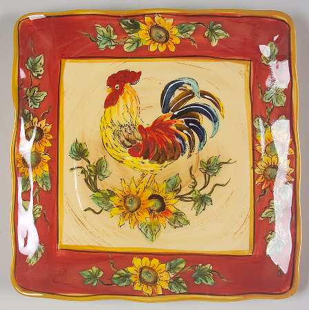 Red Rooster Square Salad Plate
