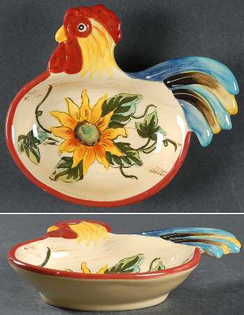 Red Rooster Figural Dip Bowl