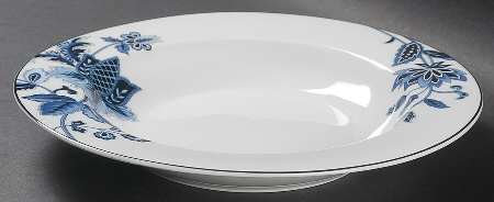 Indigo Bloom Large Rim Soup Bowl