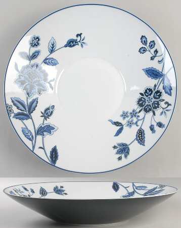 Indigo Bloom 15" Round Serving Bowl