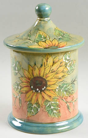 Terra Cotta Sunflower Small Canister & Lid