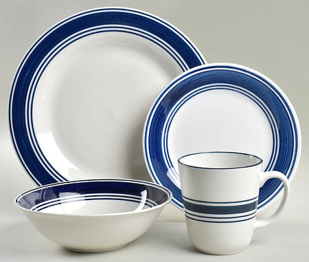 Casual Banded Cobalt Blue 4 Piece Place Setting