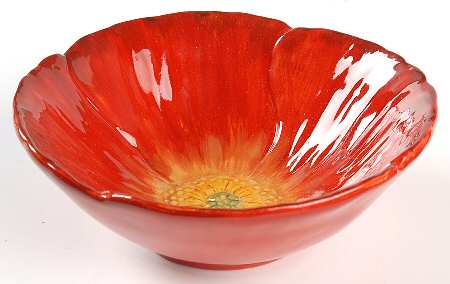 Poppy Splatter Flower Shape Soup/Cereal Bowl