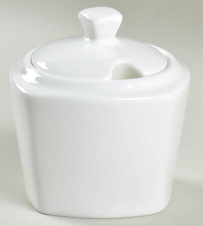Cashmere White Square Sugar Bowl & Lid