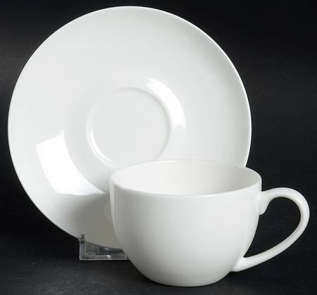 Cashmere White Flat Demitasse Cup & Saucer Set