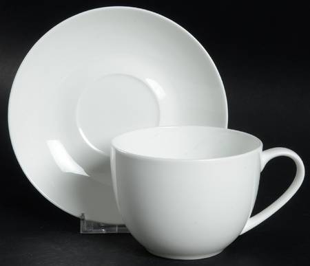 Cashmere White Flat Cup & Saucer Set