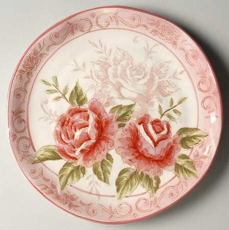Victorian Toile Rose Salad Plate