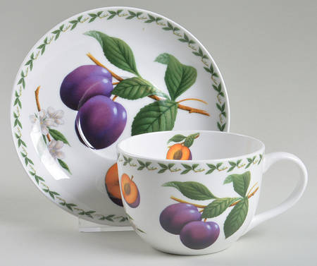 Orchard Fruits Flat Cup & Saucer Set