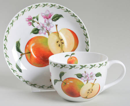 Orchard Fruits Flat Cup & Saucer Set