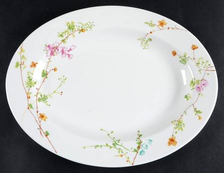 Sketch Floral 14" Oval Serving Platter