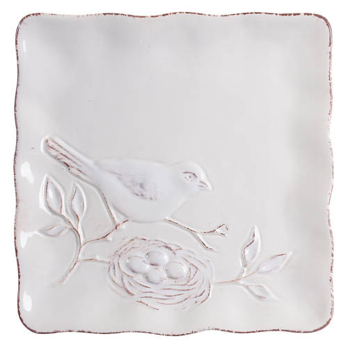 Cera Blanca Bird Square Salad Plate