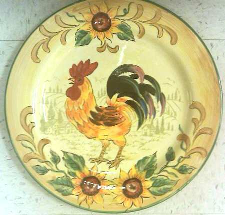Village Rooster Sunflower 12" Chop Plate (Round Platter)