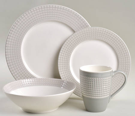 Crisscross Gray 4 Piece Place Setting