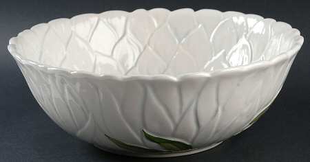 Silk Floral Teal 10" Sculpted Round Vegetable Bowl