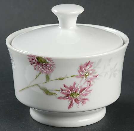 Silk Floral Pink Sugar Bowl & Lid