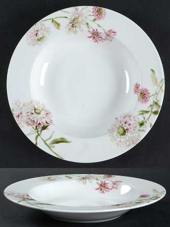Silk Floral Pink Rim Soup Bowl