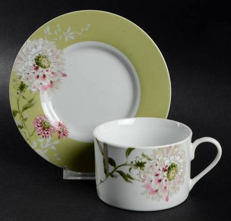 Silk Floral Pink Flat Cup & Saucer Set