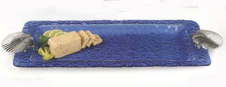 Classic Shell Glass & Metal Rectangular Tray