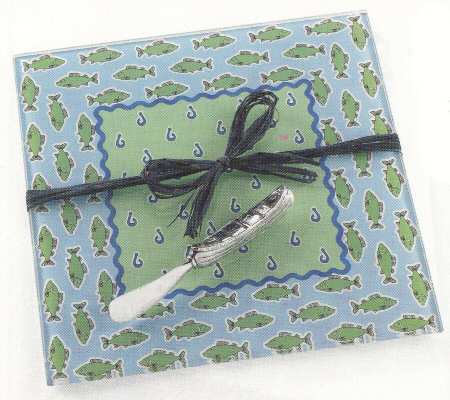 Lake House Glass Serving Board W/Metal Spreader