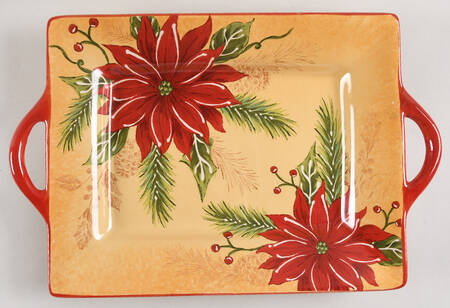 Honey Poinsettia 14" Rectangular Serving Platter