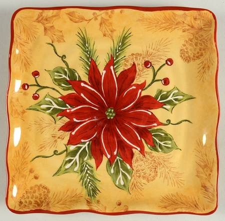 Honey Poinsettia Square Salad Plate