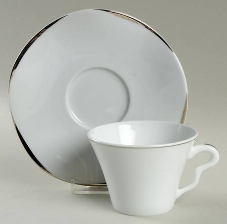 Etincelle Platine (Platinum) Flat Cup & Saucer Set