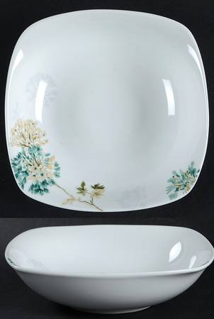 Silk Floral Square Teal Soup/Cereal Bowl