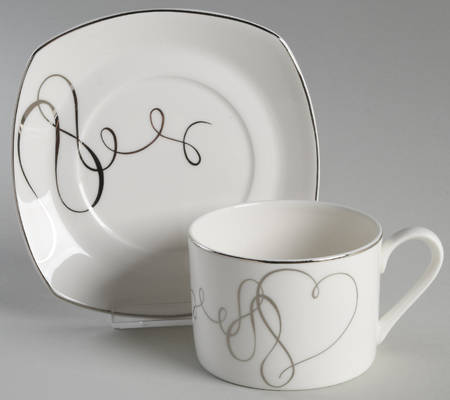 Love Story Square Flat Cup & Saucer Set
