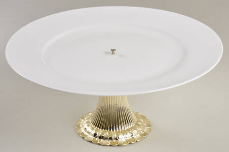 Lucerne White (Delray) Cake Stand with 4"-5" Metal Pedestal  Hc