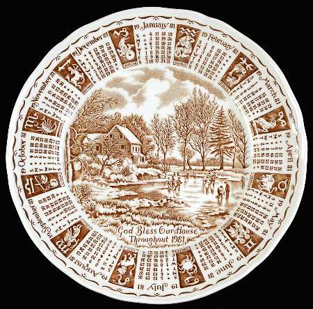 Calendar Plate by Myott Staffordshire