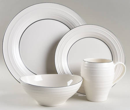 Swirl Graphite Banded 4 Piece Place Setting