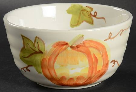 Watercolor Pumpkin Patch Soup/Cereal Bowl