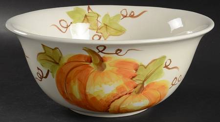 Watercolor Pumpkin Patch 11" Large Salad Serving Bowl