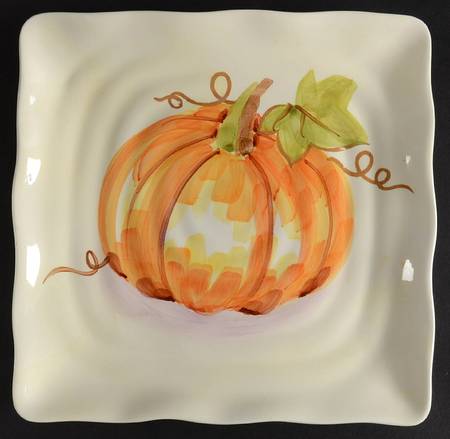 Watercolor Pumpkin Patch Square Salad Plate by Maxcera Corp