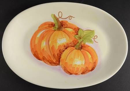 Watercolor Pumpkin Patch 14" Oval Serving Platter