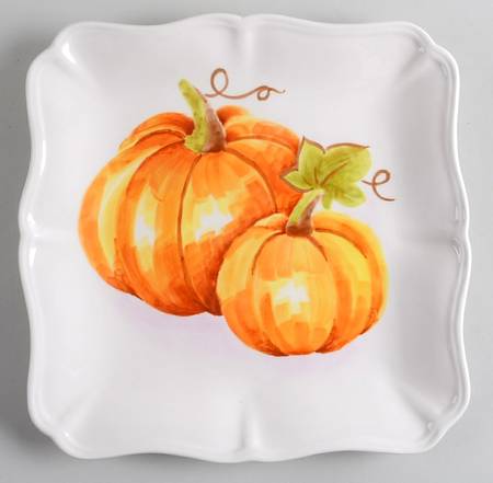 Watercolor Pumpkin Patch Square Dinner Plate