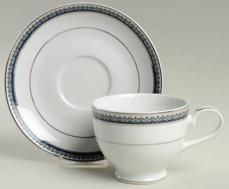 Platinum Crown Cobalt Blue Footed Cup & Saucer Set