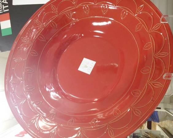 MLJ6 Red Round Shallow Bowl