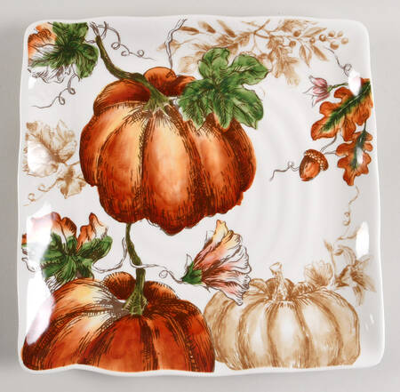 Pumpkin Sketch Square Dinner Plate