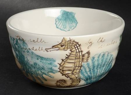 Stamp Seahorse Soup/Cereal Bowl