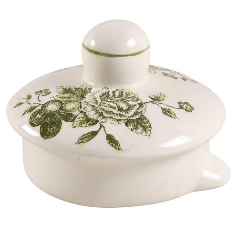 Green and White Toile Lid for Teapot